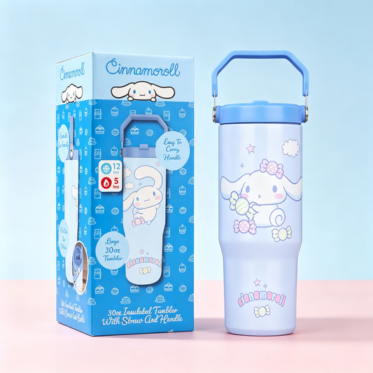 30oz Insulated Stainless Steel Tumbler with Handle & Straw, Leak‑Proof