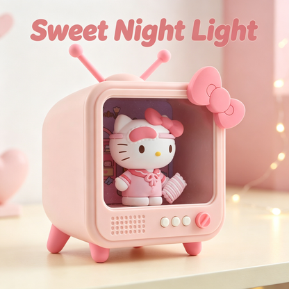 Vintage TV Cartoon Figurine LED Night Light Desktop Ornament