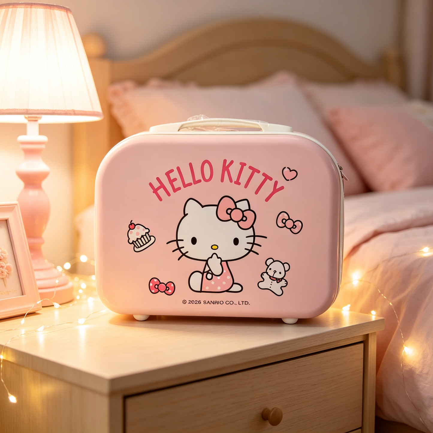 Pink [Food] Hello Kitty Bear Storage Box, 14-inch