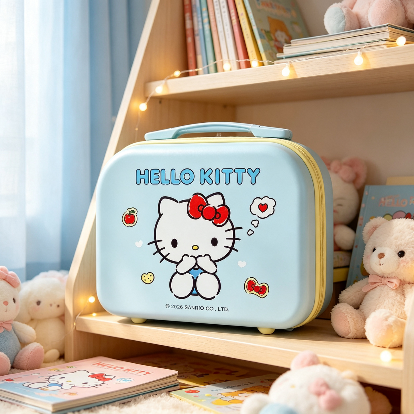 Blue [Heart] Hello Kitty Bear Storage Box, 14-inch
