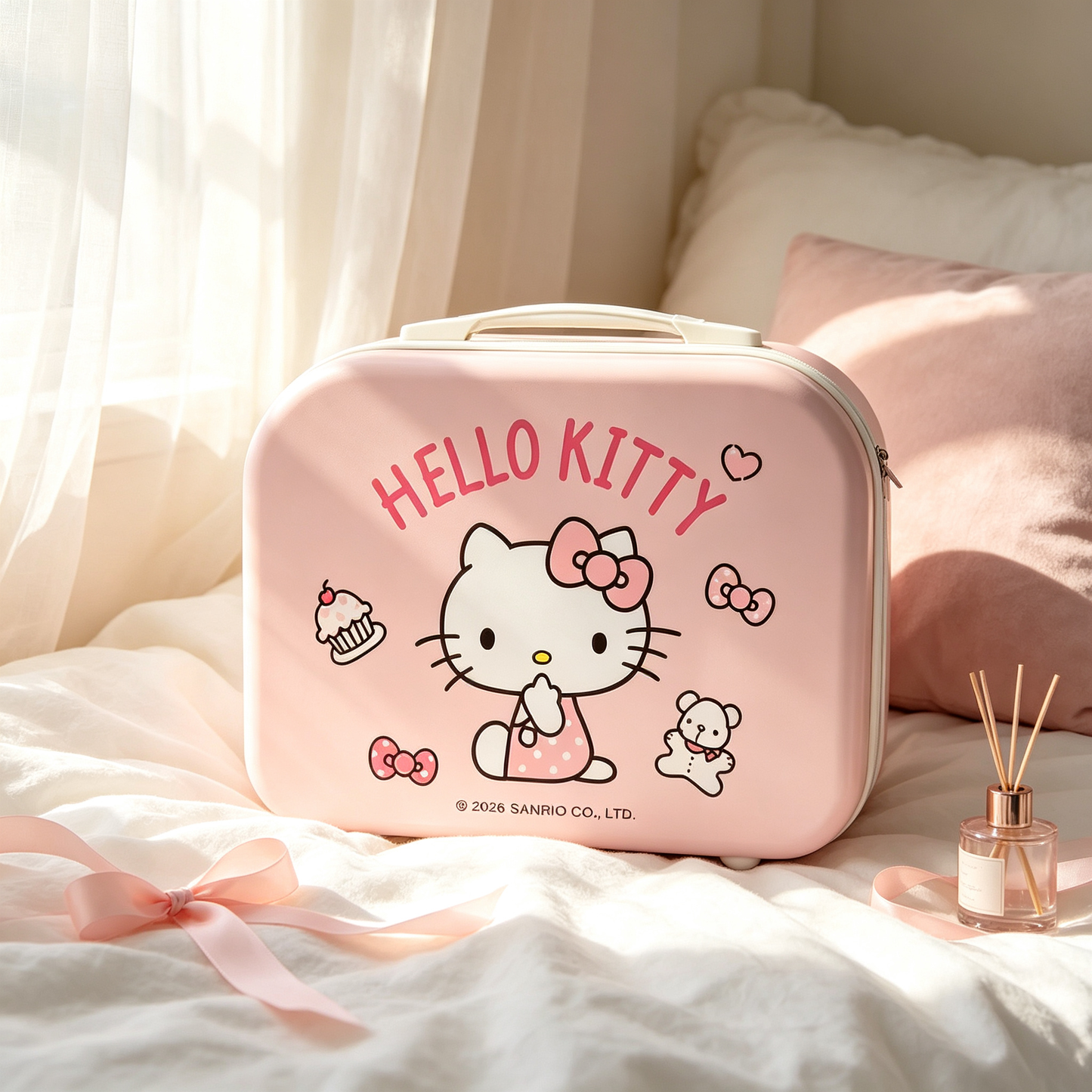 Pink [Food] Hello Kitty Bear Storage Box, 14-inch